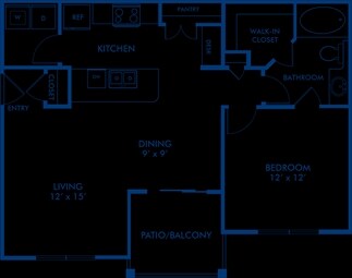 1 Bed • 1 Bath 637 floor plan
